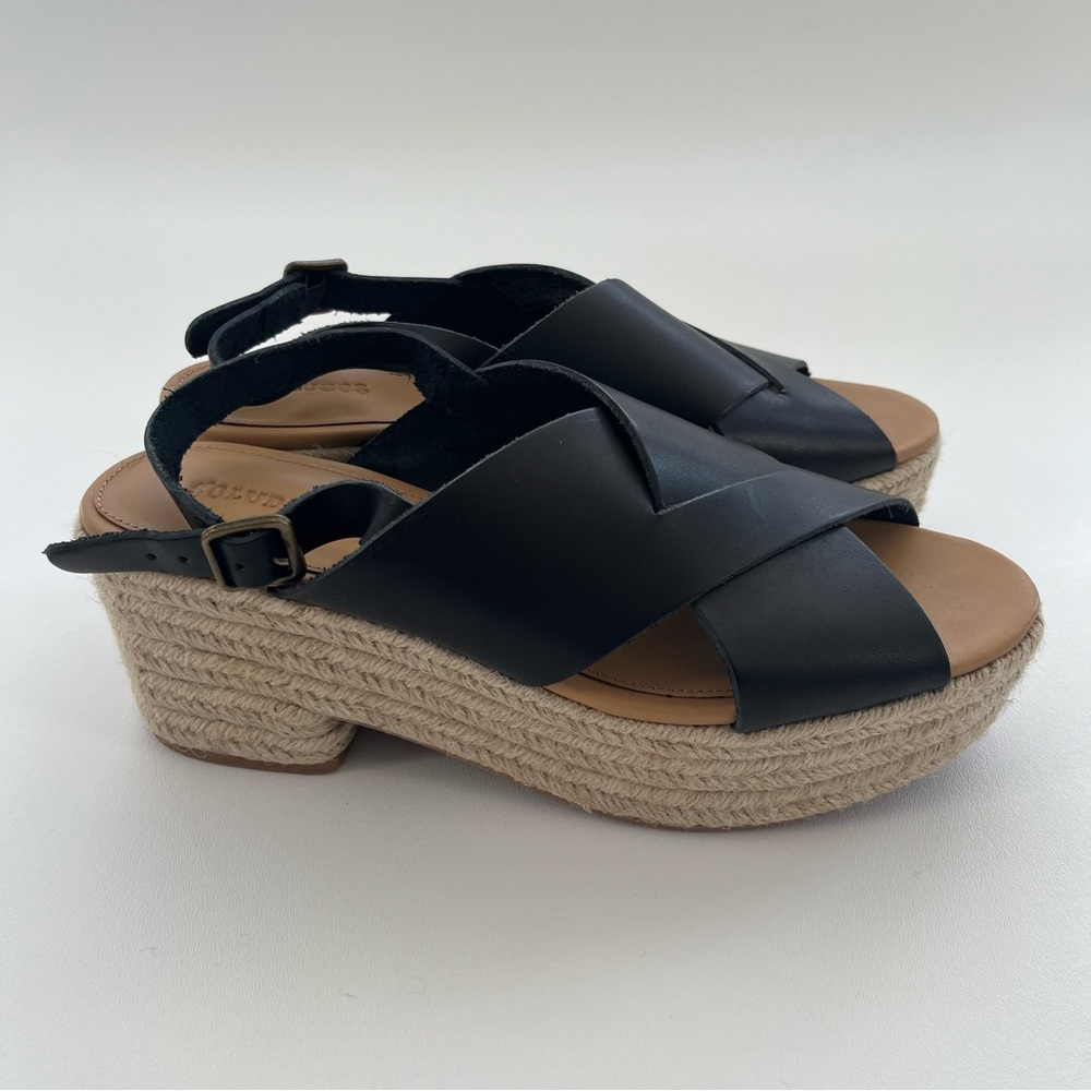 Soludos Amalfi Platform Heel Black Leather Women’s Size 9